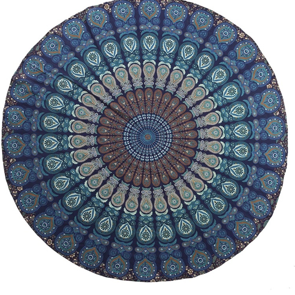 Mandala Hippie Bohemian Floor/Beach Mat Symmetrical Pattern Retro Room Decor - Picture 4 of 8
